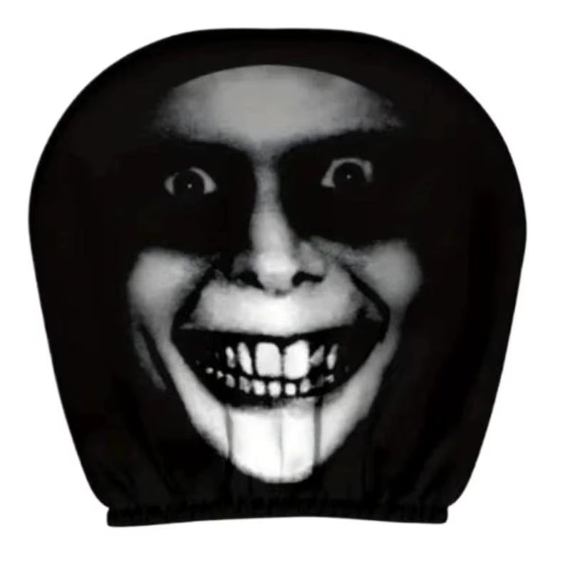 2Pcs Face Printed Car Pillowcase Soft Comfortable Decorative Cushion Cover Auto Seat Headrest Washable Polyester Fabric