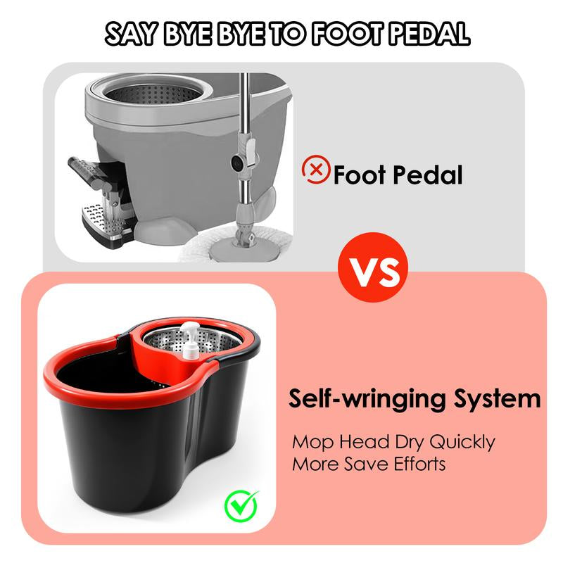 Mop and Bucket Set with 360O Rotatable Mop,Includes 47Nch Stainless Steel Adiustable Handle, Cleaningsupplies, Efficient Cleaning