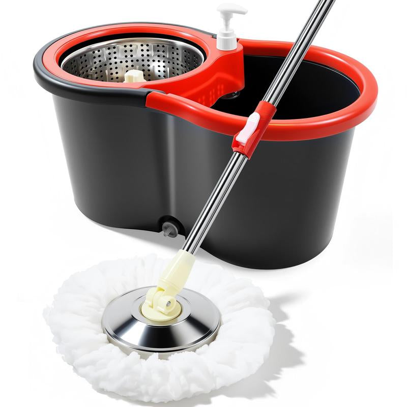 Mop and Bucket Set with 360O Rotatable Mop,Includes 47Nch Stainless Steel Adiustable Handle, Cleaningsupplies, Efficient Cleaning