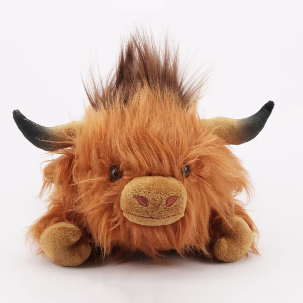 32Cm Simulation Lying Highland Cow Plush Animal Doll Soft Stuffed Lying Highland Cow Plush Toy Kawaii Kids Xmas Gifts Home Decor