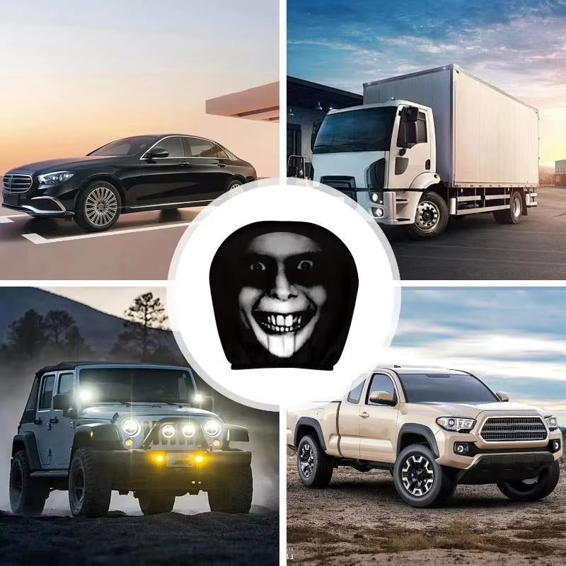 2Pcs Face Printed Car Pillowcase Soft Comfortable Decorative Cushion Cover Auto Seat Headrest Washable Polyester Fabric