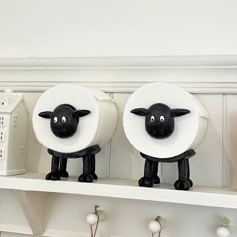 1/3PCS Upgraded Black Sheep Roll Paper Rack Cute Cartoon Animal Cat Cow Roll Paper Rack Bedroom Bathroom Storage Rack Ornaments