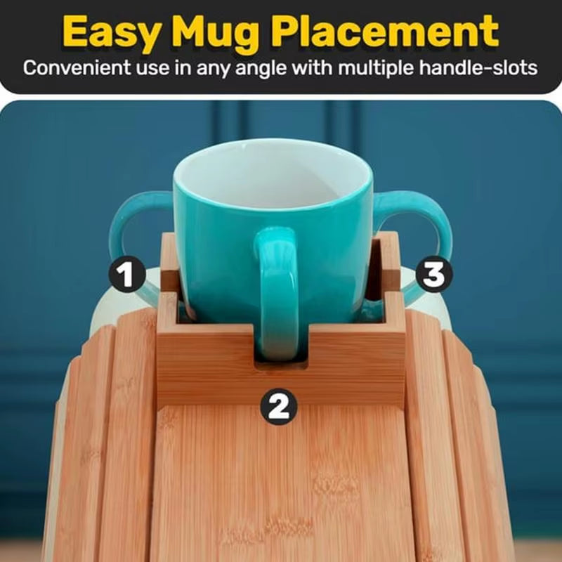 Couch Cup Holder Wooden Sofa Armrest Tray Foldable Anti-Slip Drink Coaster Sofa Side Storage Table Cup Holder Snack Organizer