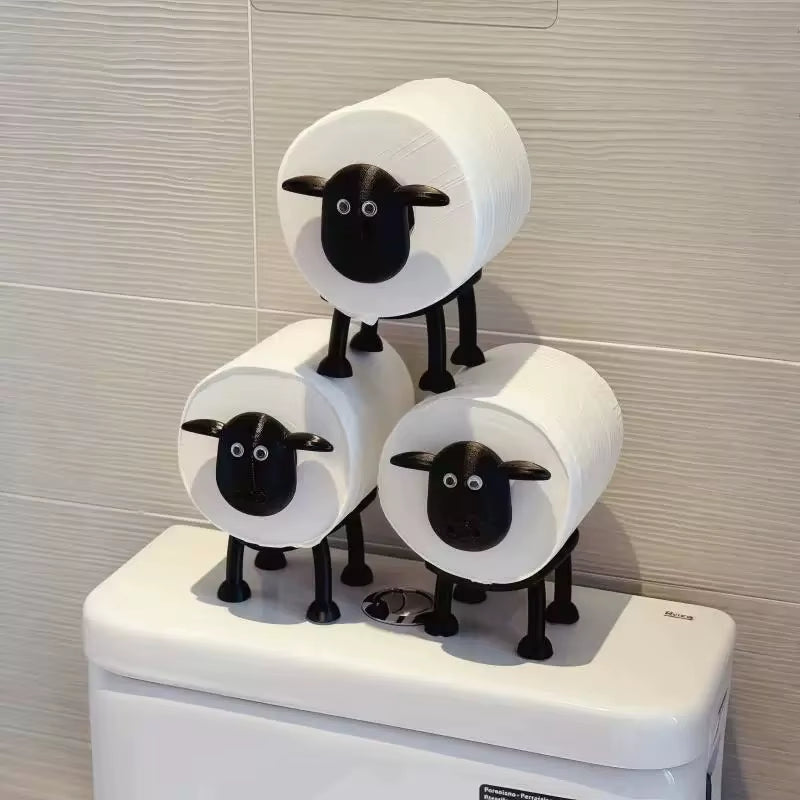 1/3PCS Upgraded Black Sheep Roll Paper Rack Cute Cartoon Animal Cat Cow Roll Paper Rack Bedroom Bathroom Storage Rack Ornaments