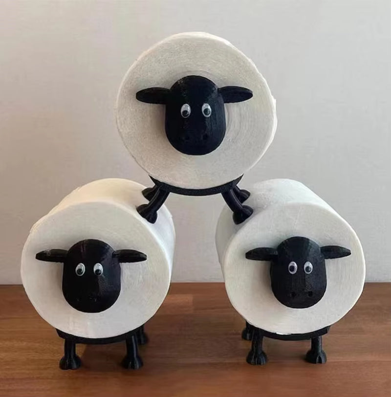 1/3PCS Upgraded Black Sheep Roll Paper Rack Cute Cartoon Animal Cat Cow Roll Paper Rack Bedroom Bathroom Storage Rack Ornaments