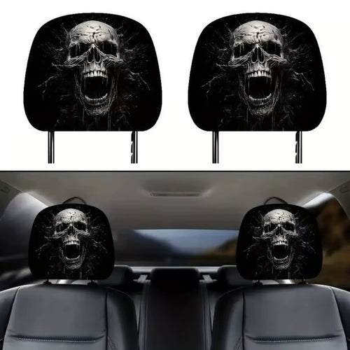 2Pcs Face Printed Car Pillowcase Soft Comfortable Decorative Cushion Cover Auto Seat Headrest Washable Polyester Fabric